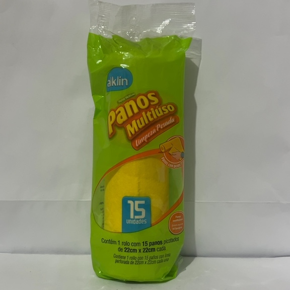 PANOS MULTIUSO LIMPEZA PESADA ALKLIN 1 ROLO COM 15unid PANOS PICOTADOS DE 22cm X 22cm cada