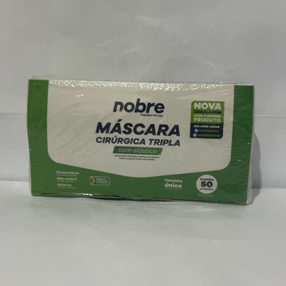 MÁSCARA CIRÚRGICA TRIPLA COM ELÁSTICO TAMANHO ÚNICO CONTÉM 50 UNIDADES