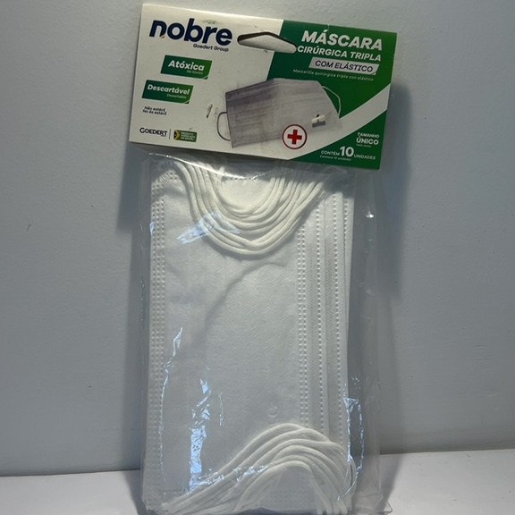 MÁSCARA CIRÚRGICA TRIPLA COM ELÁSTICO TAMANHO ÚNICO CONTÉM 10UNIDADES