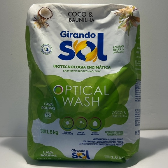 SABÃO EM PÓ GIRA SOL COCO E BAUNILHA OPTICAL WASH 1,6KG