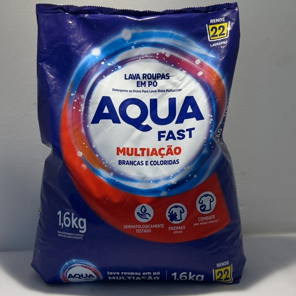 LAVA ROUPAS EM PÓ MULTIAÇÃO BRANCAS E COLORIDAS AQUA FAST 1,6KG