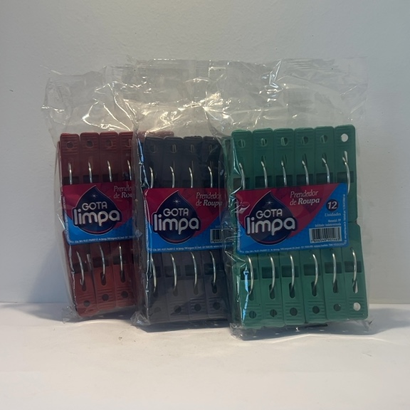 PRENDEDOR DE ROUPA GOTA LIMPA COR VARIÁVEIS 12UNIDADES