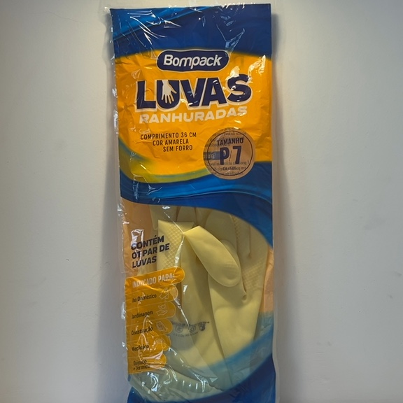 LUVAS RANHURADAS BOMPACK CONTÉM 1 PAR TAMANHO P/7 COMPRIMENTO 36cm