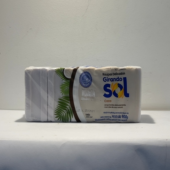 SABÃO JABÓNc.SOAP COCO GLICERINADO GIRANDO SOL ROUPAS DELICADAS REDUÇÃO DE 1kg PARA 900g CONTÉM 5UNIDADES