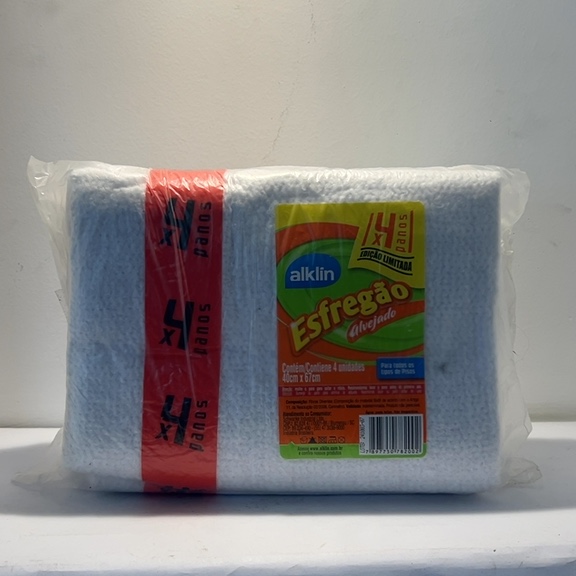 PANO ESFREGÃO ALVEJADO ALKLIN CONTÉM 4Unidades 40cm X 67cm