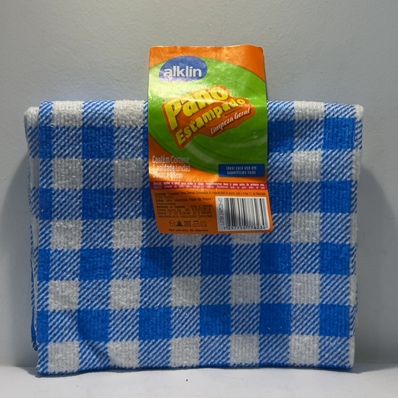 PANO ESTAMPADO ALKLIN LIMPEZA GERAL AZUL XADREZ CONTÉM 1unidade 38cm X 65cm